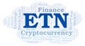 ETN or Electroneum cryptocurrency coin word cloud. Royalty Free Stock Photo