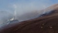 Etna during eruption with lava explosion -Sicily