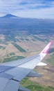 Agriculture fields and Etna volcano 