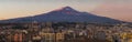 Etna volcano and Catania at sunset, Sicily, Italy Royalty Free Stock Photo