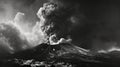 The Etna volcano erupted and spewed molten lava into the atmosphere with force. Generated AI Royalty Free Stock Photo