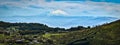 Etna volcano seen from the top of the volcano on the Vulcano island in the Aeolian islands, Sicily, Italy Royalty Free Stock Photo