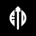 ETO circle letter logo design with circle and ellipse shape. ETO ellipse letters with typographic style. The three initials form a Royalty Free Stock Photo