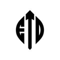 ETO circle letter logo design with circle and ellipse shape. ETO ellipse letters with typographic style. The three initials form a Royalty Free Stock Photo