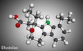 Etodolac molecule. It is nonsteroidal anti-inflammatory drug NSAID with analgesic and antipyretic properties. Molecular model