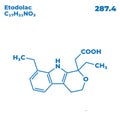 The illustrations molecular structure of etodolac