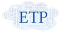 ETP or Metaverse cryptocurrency coin word cloud.
