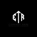 ETR letter logo design with polygon shape. ETR polygon and cube shape logo design. ETR hexagon vector logo template white and Royalty Free Stock Photo