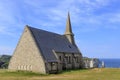 Old church on the top of the cliff in Etretat, Normandy, France. Royalty Free Stock Photo