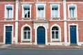 Typical Norman stone and brick house front with colorful contrasts