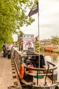 Etruria Canals Festival people queuing for food at canal side boat Royalty Free Stock Photo