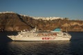 Etstur cruise ship in the gulf of santorini Royalty Free Stock Photo