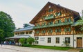 Schlosshotel Linderhof, a traditional upper-class hotel in the typical Bavarian half-timbered style Royalty Free Stock Photo