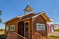 Etzikom, Alberta - June 30, 2021: A small church house on display in rural Etzikom, Alberta