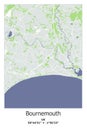Bournemouth, UK, Unated Kingdom scalable vector map in bley, green, gray, white colors Royalty Free Stock Photo