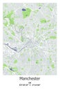 Manchester, UK, Unated Kingdom scalable vector map in bley, green, gray, white colors Royalty Free Stock Photo