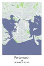 Portsmouth, UK, Unated Kingdom scalable vector map in bley, green, gray, white colors Royalty Free Stock Photo