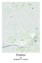 Preston, UK, Unated Kingdom scalable vector map in bley, green, gray, white colors Royalty Free Stock Photo