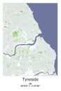 Tyneside, UK, Unated Kingdom scalable vector map in bley, green, gray, white colors Royalty Free Stock Photo