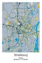 Strasbourg, France scalable vector map in blue, yellow, gtay, black colors Royalty Free Stock Photo