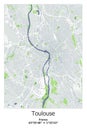 Toulouse, France scalable vector map in bley, green, gray, white colors Royalty Free Stock Photo