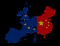 EU china merged map flag illustration