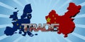 EU and Chinese map flags with trade text illustration Royalty Free Stock Photo