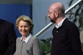 EU Commission President Ursula von der Leyen and EU Council President Charles Michel Royalty Free Stock Photo