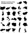 EU countries silhouettes Royalty Free Stock Photo