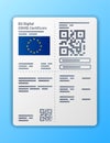 EU Digital COVID Certificate color flat element on a blue background.
