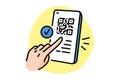 EU Digital COVID Certificate color line icon. QR code scanning in smartphone.
