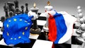 EU Europe Russia crisis, clash, conflict and debate between those two countries that aims at a trade deal or dominance symbolized