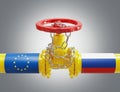 EU Europe and Russia oil and gas sanctions, stand-off and war. Squeezed gas pipe symbolizes the LNG embargo, crisis and