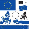 EU flag. European Union countries map. Standard colors.