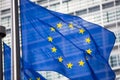 EU flag in front of Berlaymont building Royalty Free Stock Photo