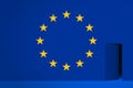 The European Union flag and the half-open door in side