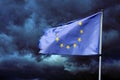 EU flag on stormy sky Royalty Free Stock Photo