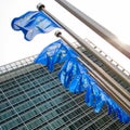 EU flag waving in front of European Parliament