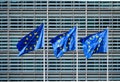EU flags in front of European Commission Royalty Free Stock Photo