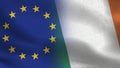 EU and Ireland Realistic Half Flags Together