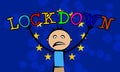 EU kids lockdown to stop covid19 epidemic or outbreak - 3d Illustration