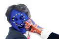 EU man was punched in the face by UK Royalty Free Stock Photo