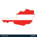 Austria - Europe Countries Map and Flag Vector Icon Template Illustration Design. Vector EPS 10. Royalty Free Stock Photo