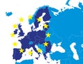 EU members on Europe map Royalty Free Stock Photo