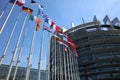 EU members flags in front of the European Parliament Building in Strasbourg Royalty Free Stock Photo