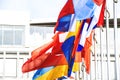 flags waving calmly celebrating peace and stability of the Europe Royalty Free Stock Photo