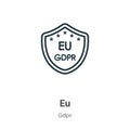 Eu outline vector icon. Thin line black eu icon, flat vector simple element illustration from editable gdpr concept isolated Royalty Free Stock Photo