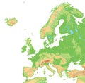 High detailed Europe physical map.