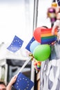 EU and rainbows all around. Gay pride at Copenhagen, year 2018 Royalty Free Stock Photo