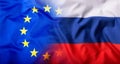 EU and Russia. EU Flag and Russia flag mixed Royalty Free Stock Photo